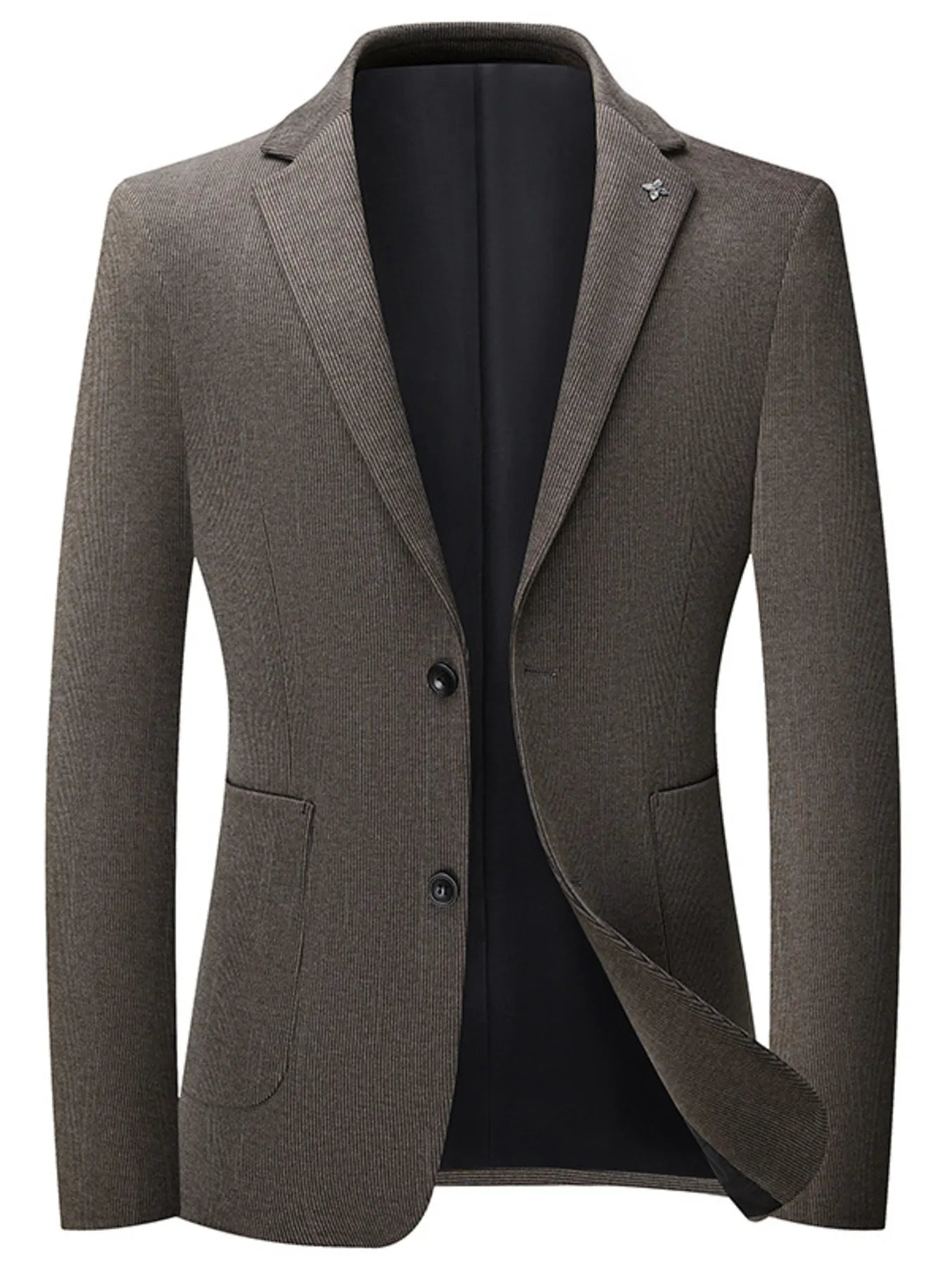 Men's Lapel Collar Long Sleeve Blazer Taupe - Fashorio