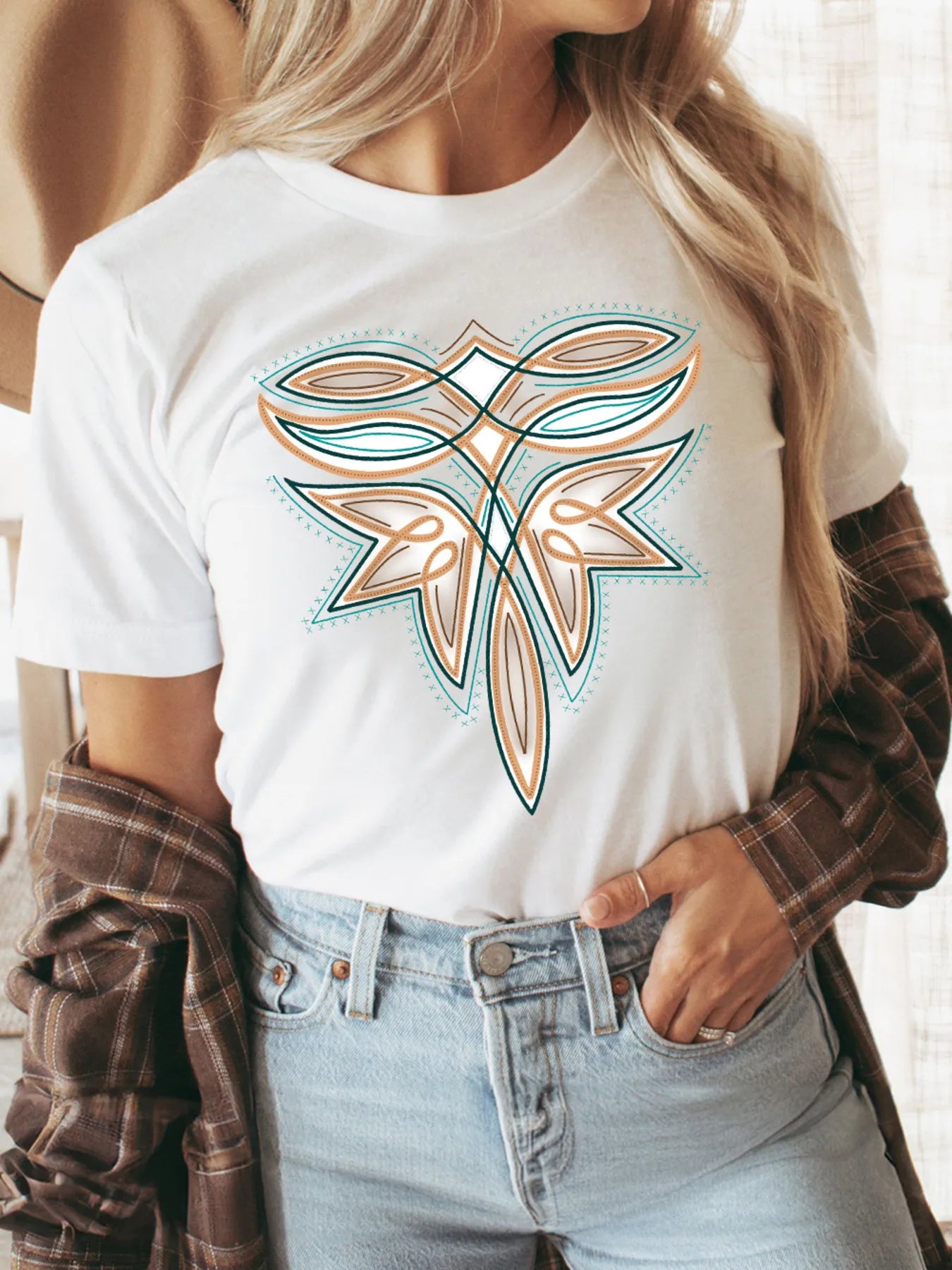 Graphic Round Neck Short Sleeve T-Shirt - Fashorio