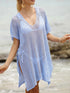Side Tied V-Neck Cover-Up Light Blue One Size - Fashorio