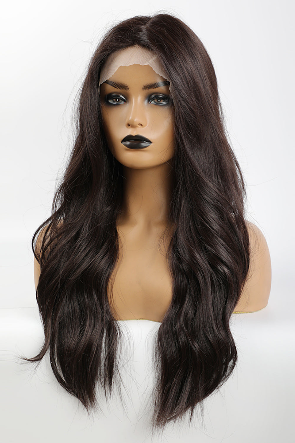 13*2" Lace Front Wigs Synthetic Long Wave 26" Heat Safe 150% Density in Brown - Fashorio