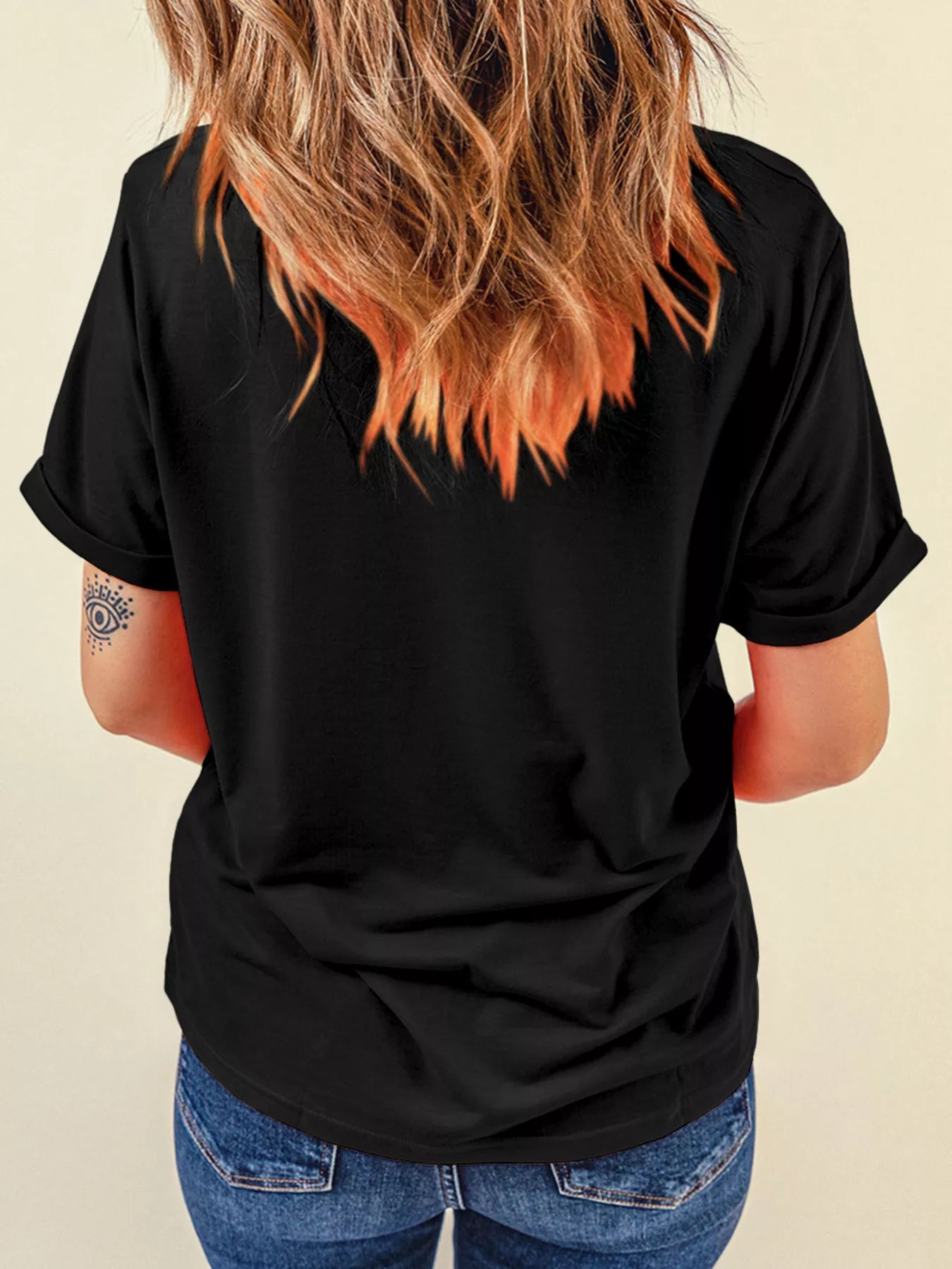 Halloween Skull Checkerboard Graphic Round Neck Tee - Fashorio
