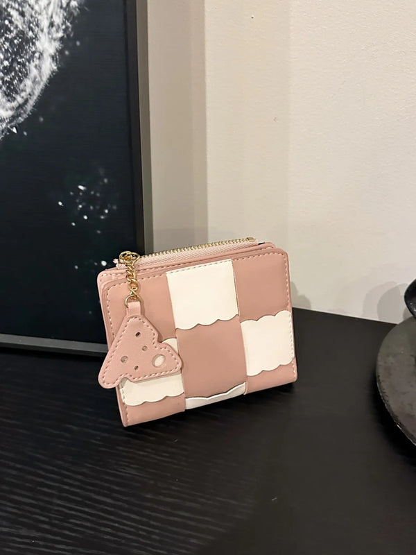 PU Leather Color Block Wallet Pale Blush One Size - Fashorio