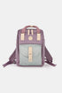 Himawari Contrast Waterproof Canvas Backpack Bag with Round Label Lavender One Size - Fashorio