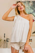 BiBi Cotton Span Knit With Tied Ribbon One Shoulder Top - Fashorio