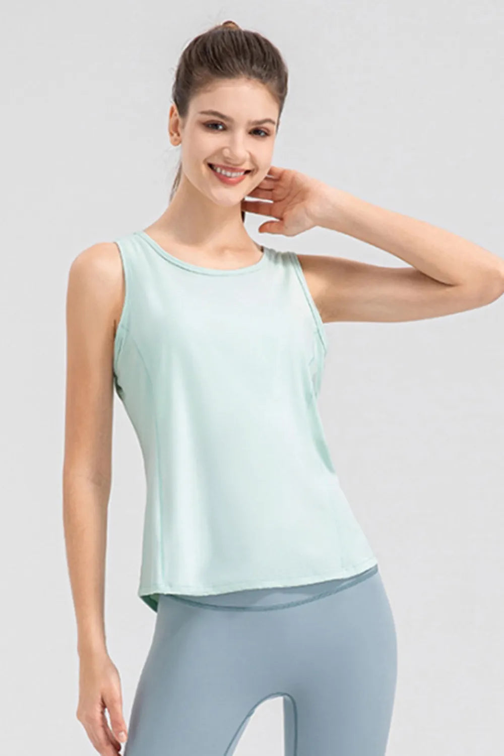 Wide Strap Round Neck Active Tank - Fashorio