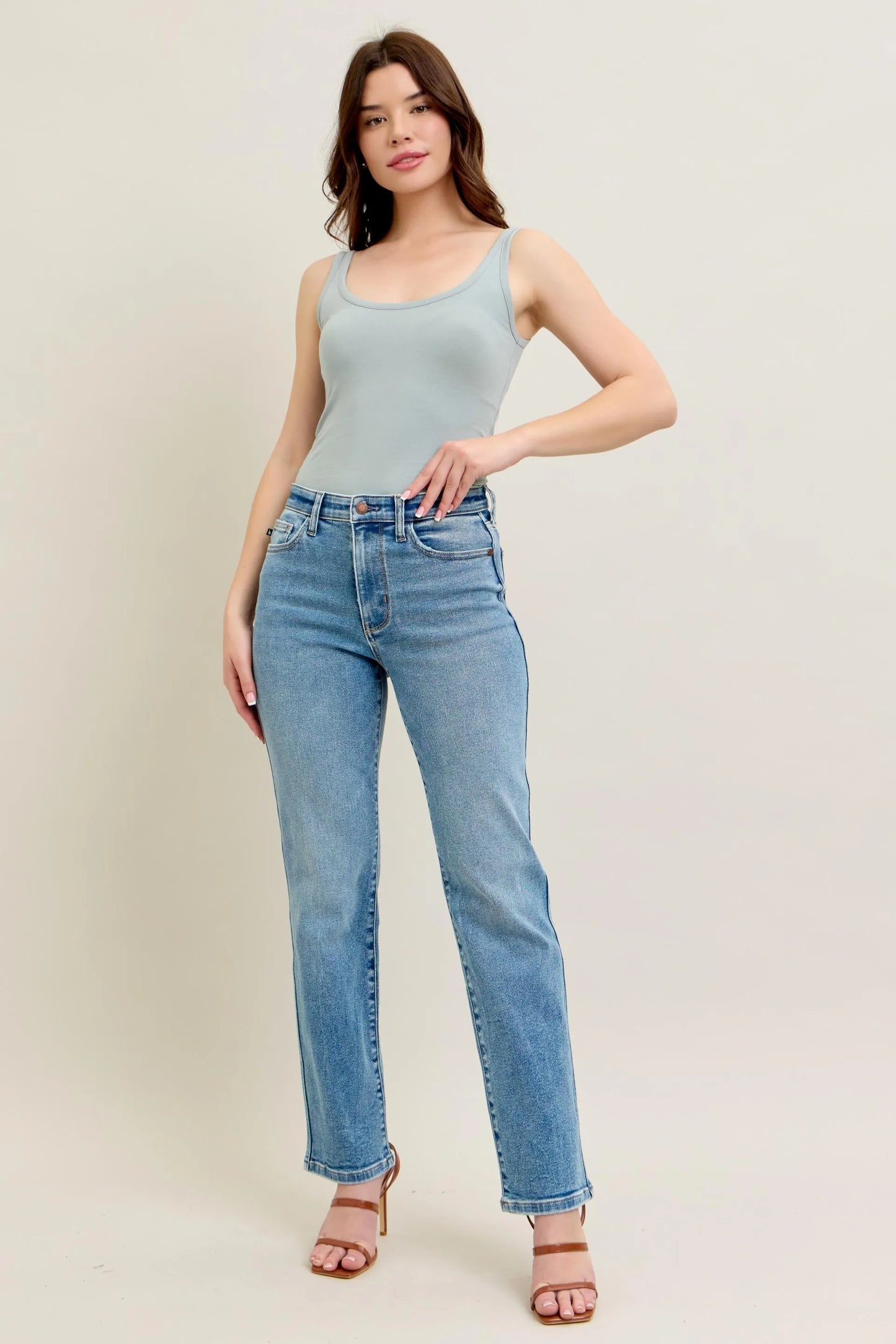 Judy Blue Full Size Hw Vintage Straight Jeans Plus Size - Fashorio