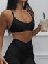 Ruched Sports Bra and High-Waisted Shorts Active Set Black - Fashorio