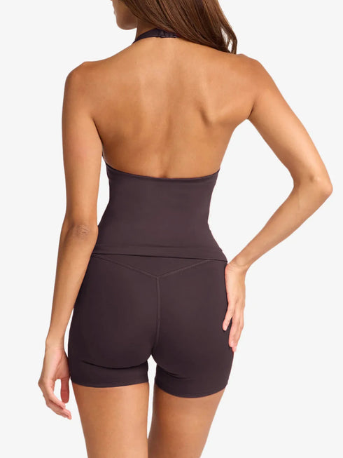 Halter Neck Cami and Shorts Active Set - Fashorio