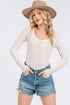 Ces Femme Velvet Floral Long Sleeve Bodysuit Ivory - Fashorio