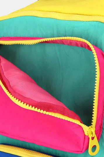 Himawari Contrast Nylon Backpack Bag with Handles - Fashorio