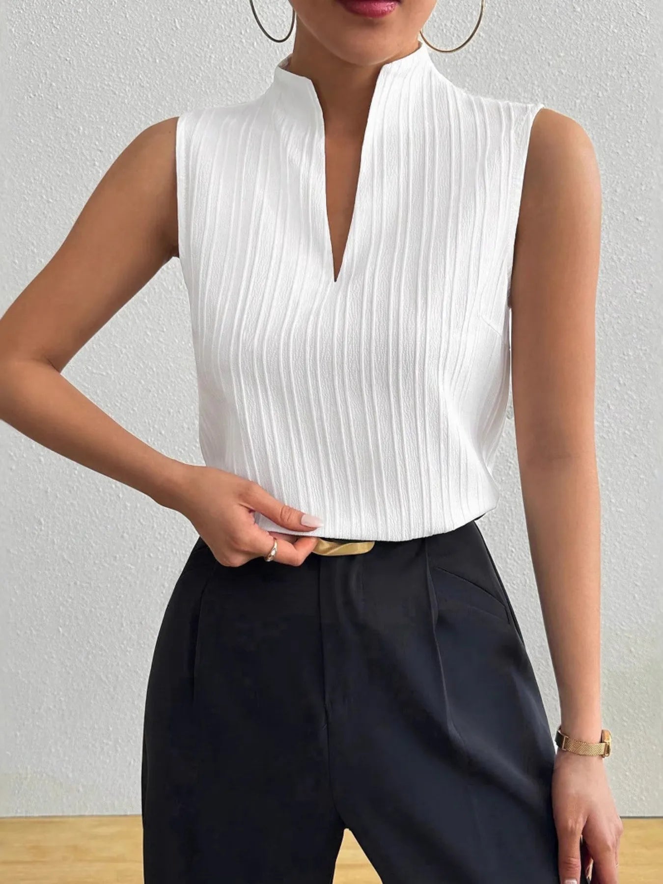Textured Notched Tank - Fashorio