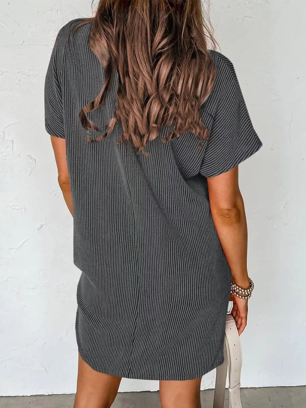 Lovelet Round Neck Mini Dress – Short Sleeve Everyday Style - Fashorio