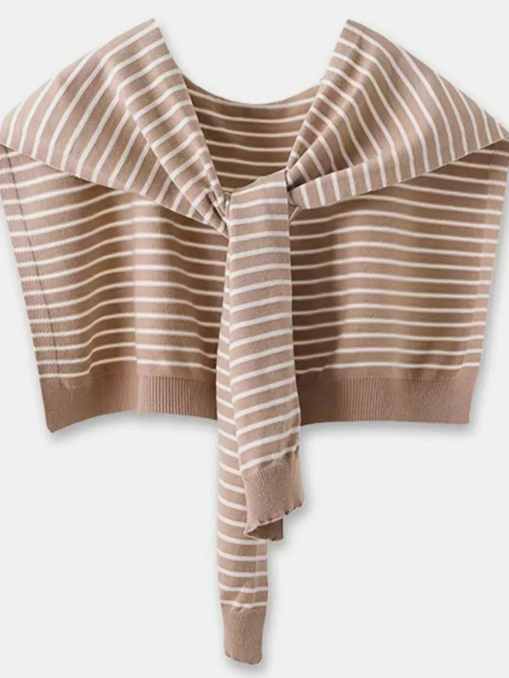 Striped Contrast Knit Wrap Camel One Size - Fashorio