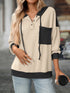 Drawstring Button Detail Long Sleeve Hoodie - Fashorio