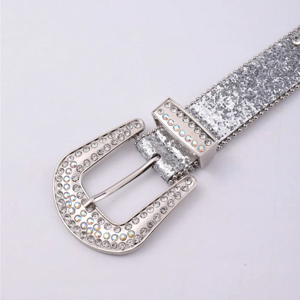 PU Leather Rhinestone Belt - Fashorio
