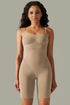 Spaghetti Strap Active Romper Camel - Fashorio