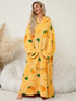Fuzzy Pocketed Long Sleeve Hooded Lounge Dress Yellow One Size - Fashorio
