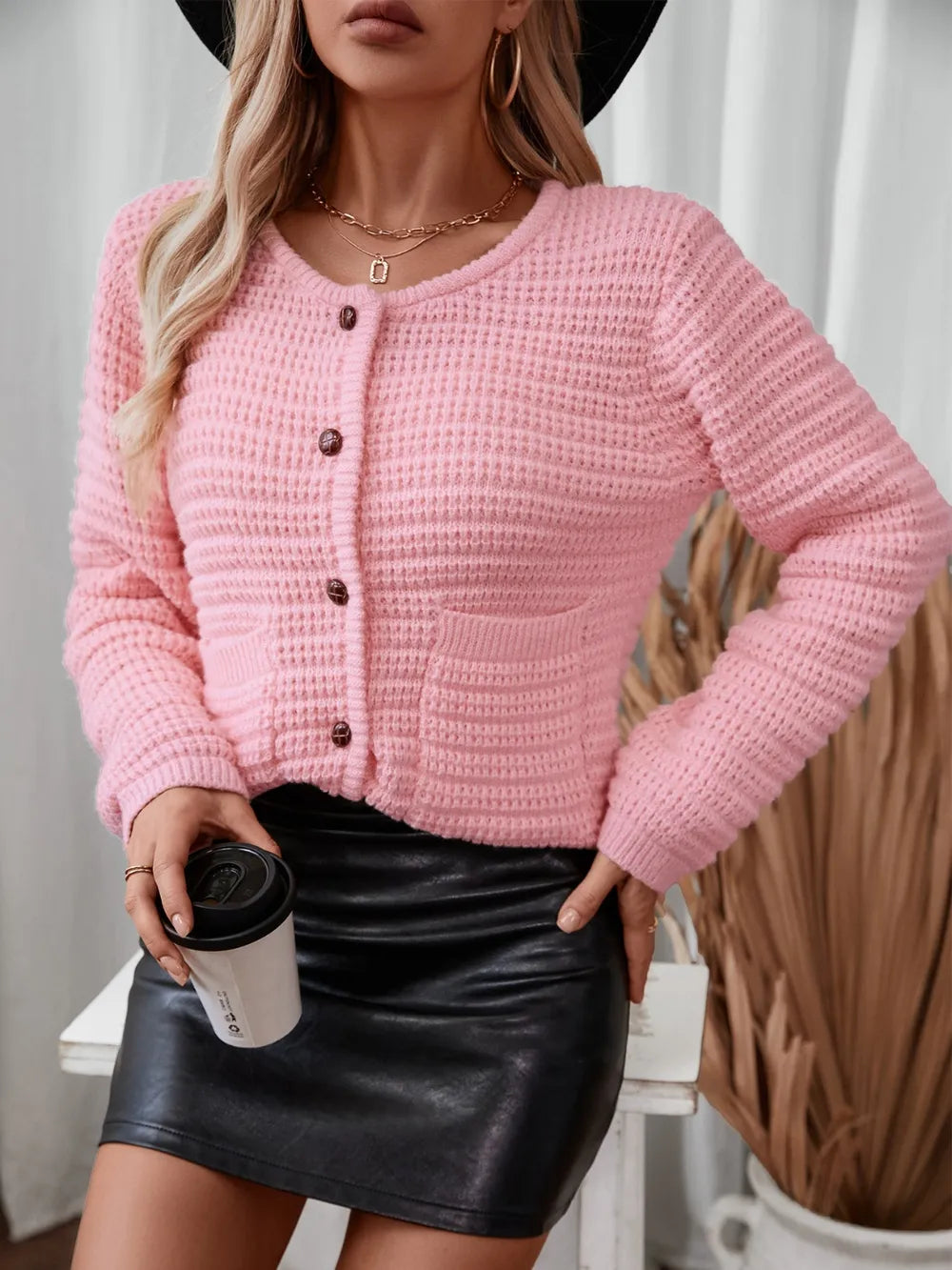 BUtton Up Long Sleeve Cardigan - Fashorio