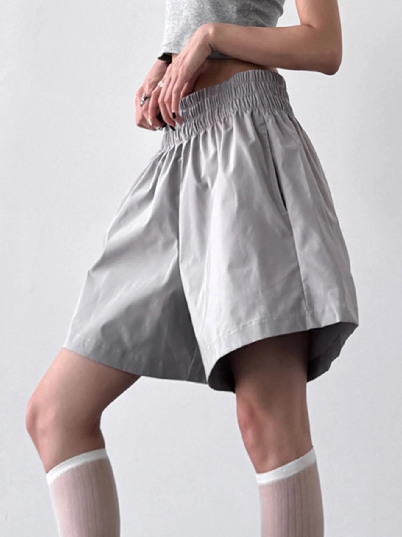 Smocked Wide-Leg Shorts - Fashorio