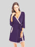 Tie Waist Surplice Neck Robe with Pockets Violet - Fashorio