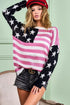 BiBi American Flag Low Gauge Knit Top - Fashorio