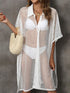 Sheer Mesh Button Up Cover Up - Fashorio