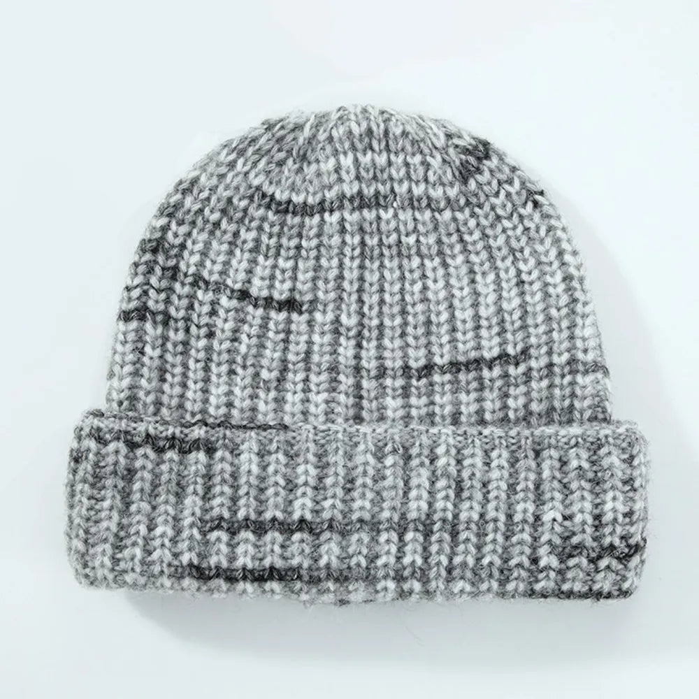 Thermal Contrast Knit Hat Gray One Size - Fashorio