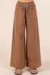 Mittoshop Mineral Wash Wide Leg Elastic Waist Twill Pants COCOA - Fashorio