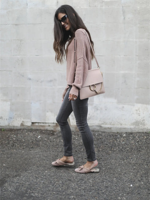 Ribbed Relaxed Fit Long Sleeve Sweater - Fashorio