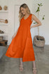 FAM-FAM Tiered V-Neck Sleeveless Dress Orange - Fashorio