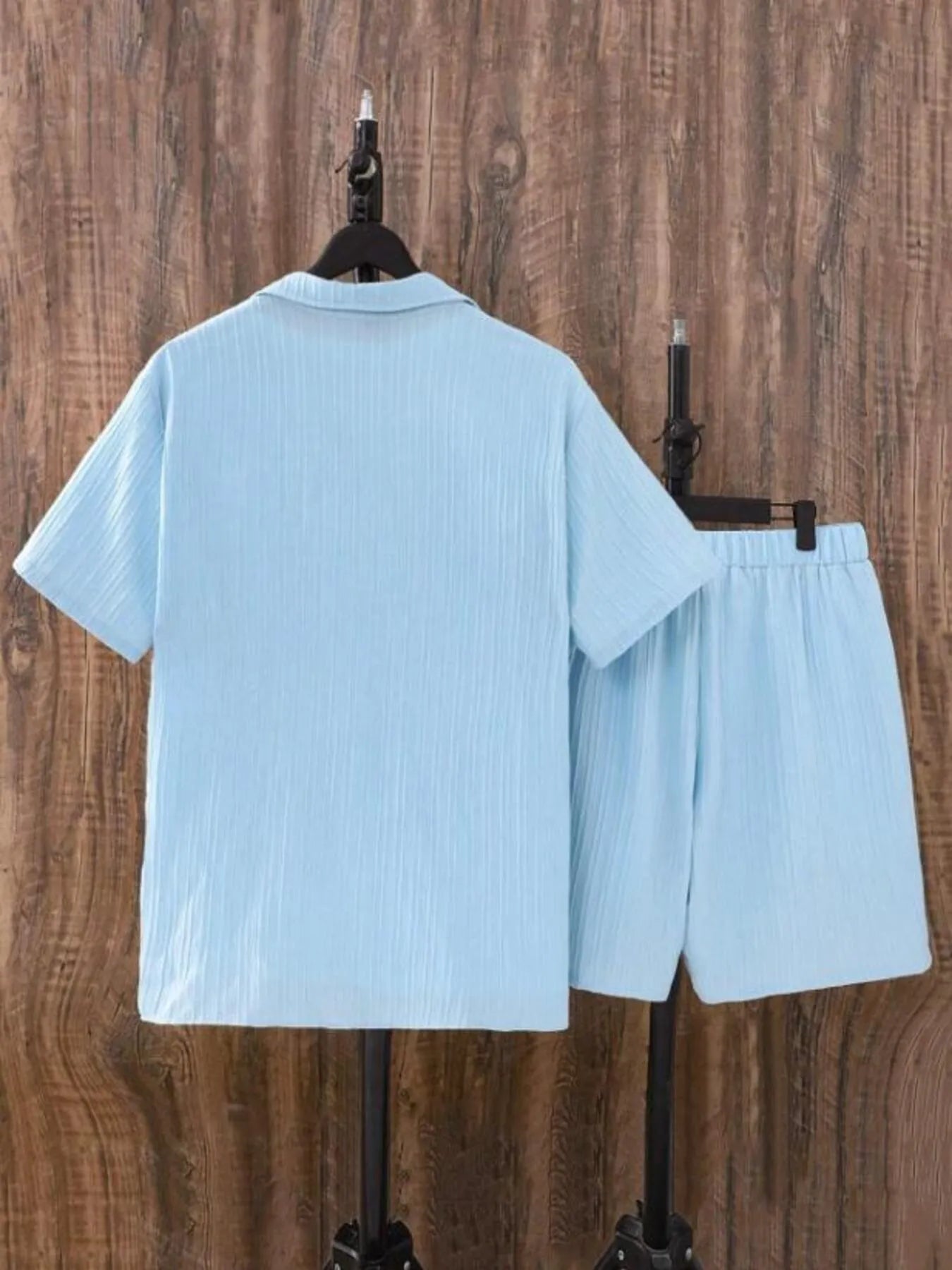 Men's Plus Size Button Up Short Sleeve Shirt and Shorts Set - Fashorio