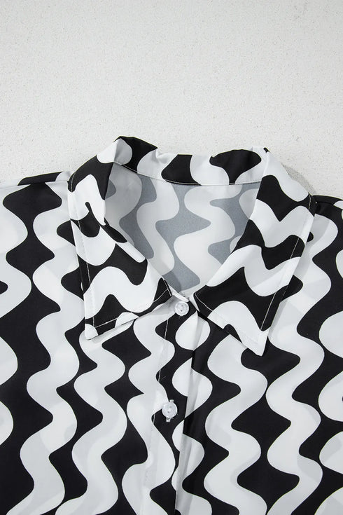 Button Down Contrast Striped Cover-Up - Fashorio