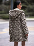 Shiny Leopard Hooded Coat with Pockets - Fashorio