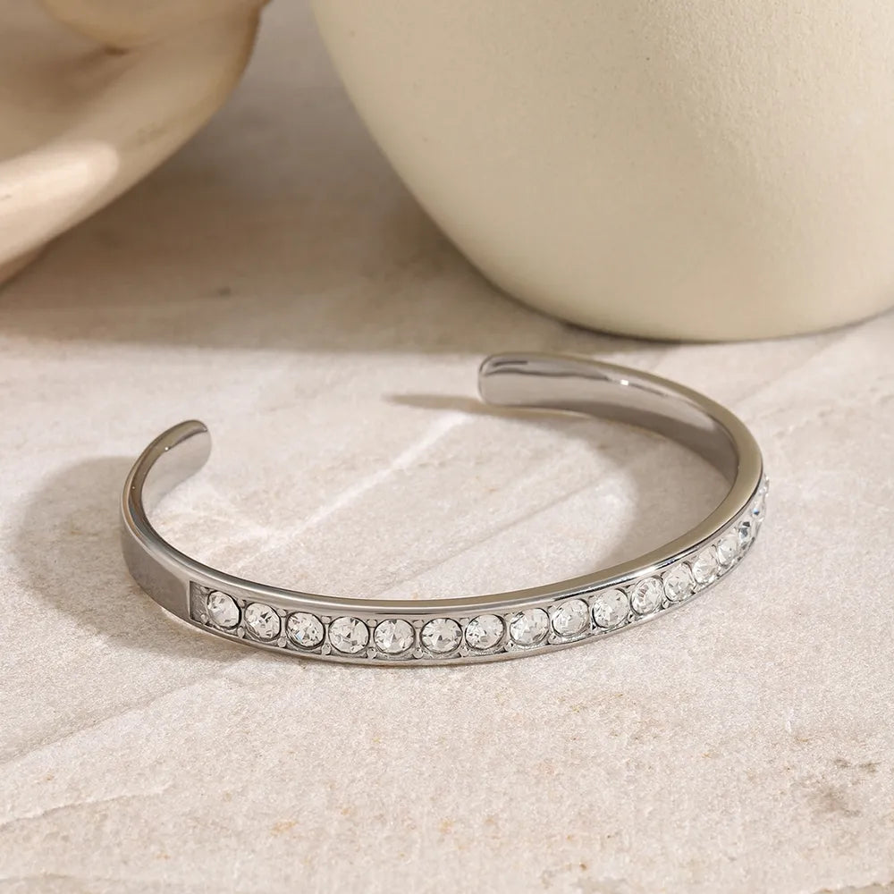 Stainless Steel Inlaid Zircon Bracelet - Fashorio