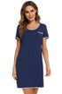 Contrast Trim Pocketed Round Neck Lounge Dress - Fashorio