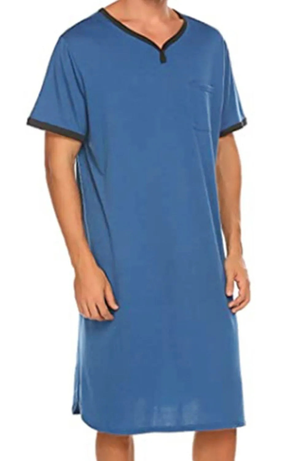 Men's Plus Size Contrast Trim Short Sleeve Lounge Tee Dress - Fashorio
