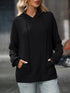 Textured Drawstring Long Sleeve Hoodie - Fashorio