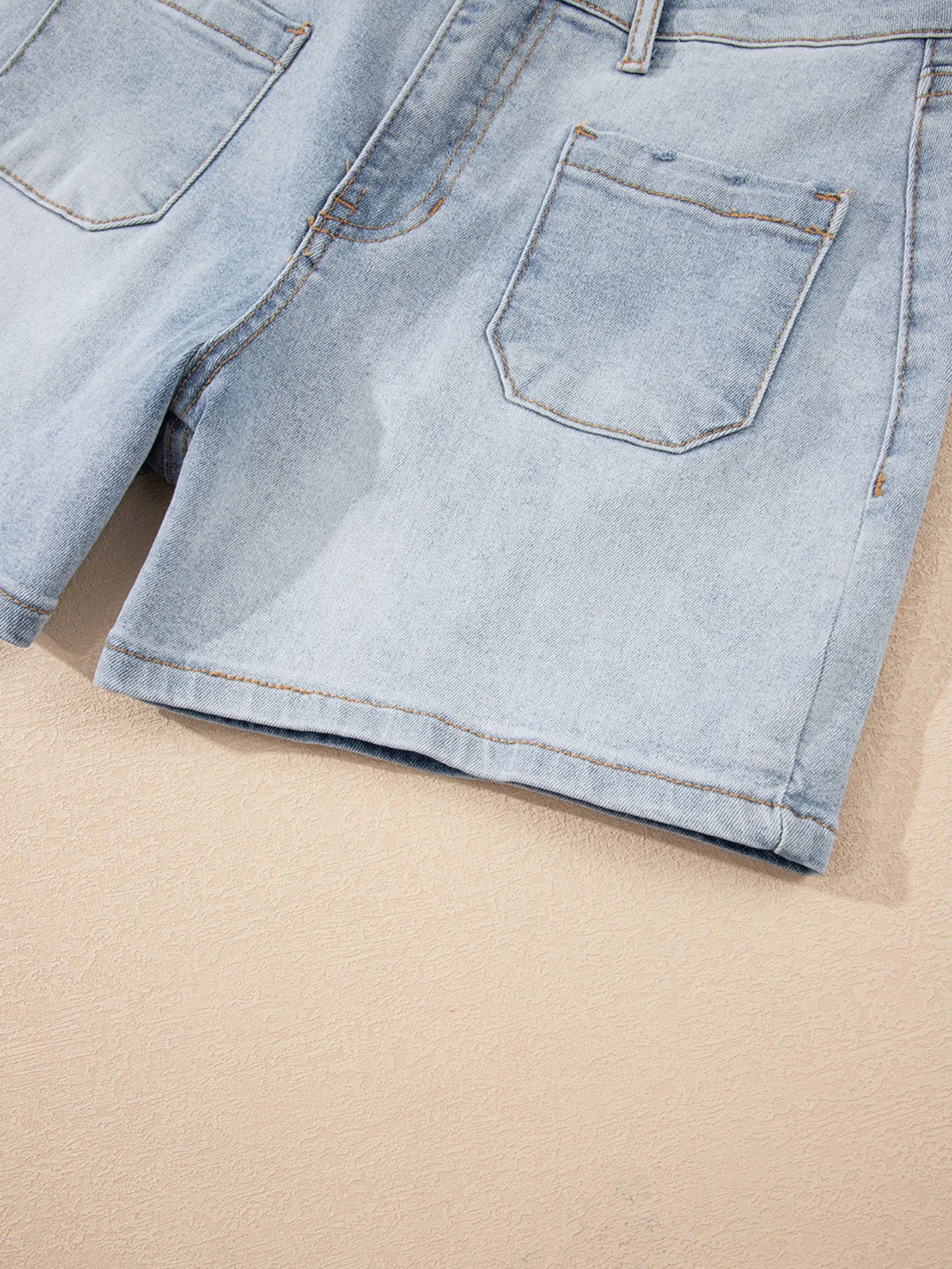 Wash High Rise Denim Shorts - Fashorio