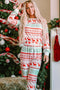 Christmas Element Round Neck Top and Pants Lounge Set White - Fashorio