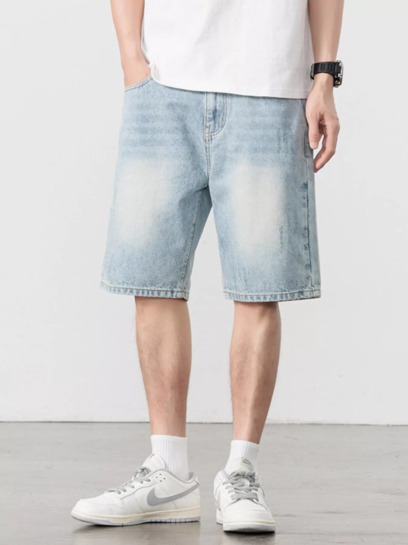 Men's Washed Relaxed Fit Denim Shorts - Fashorio