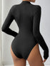 Perfee Half Zip Long Sleeve Bodysuit - Fashorio
