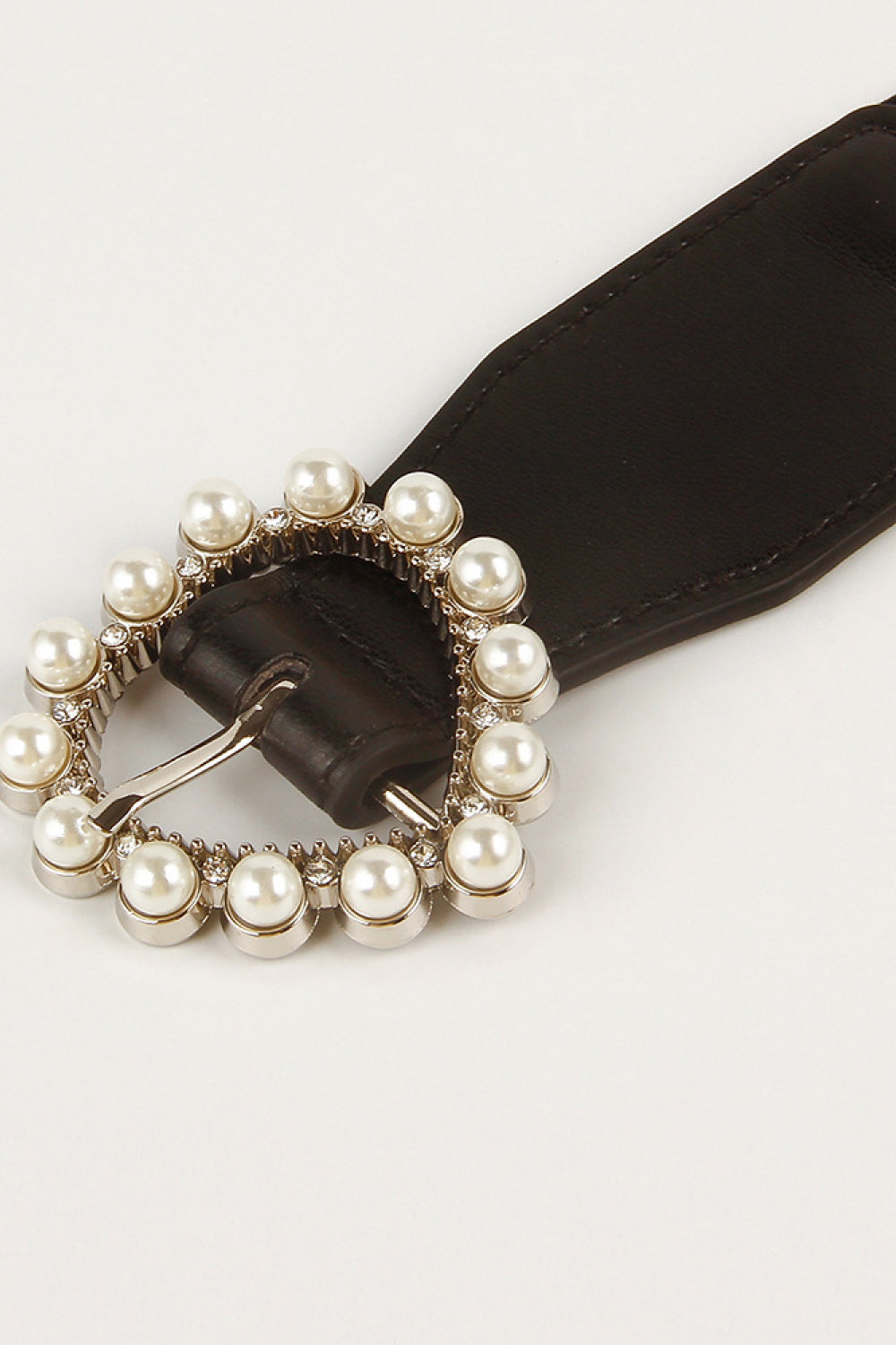 Pearl Heart Buckle Elastic Belt - Fashorio