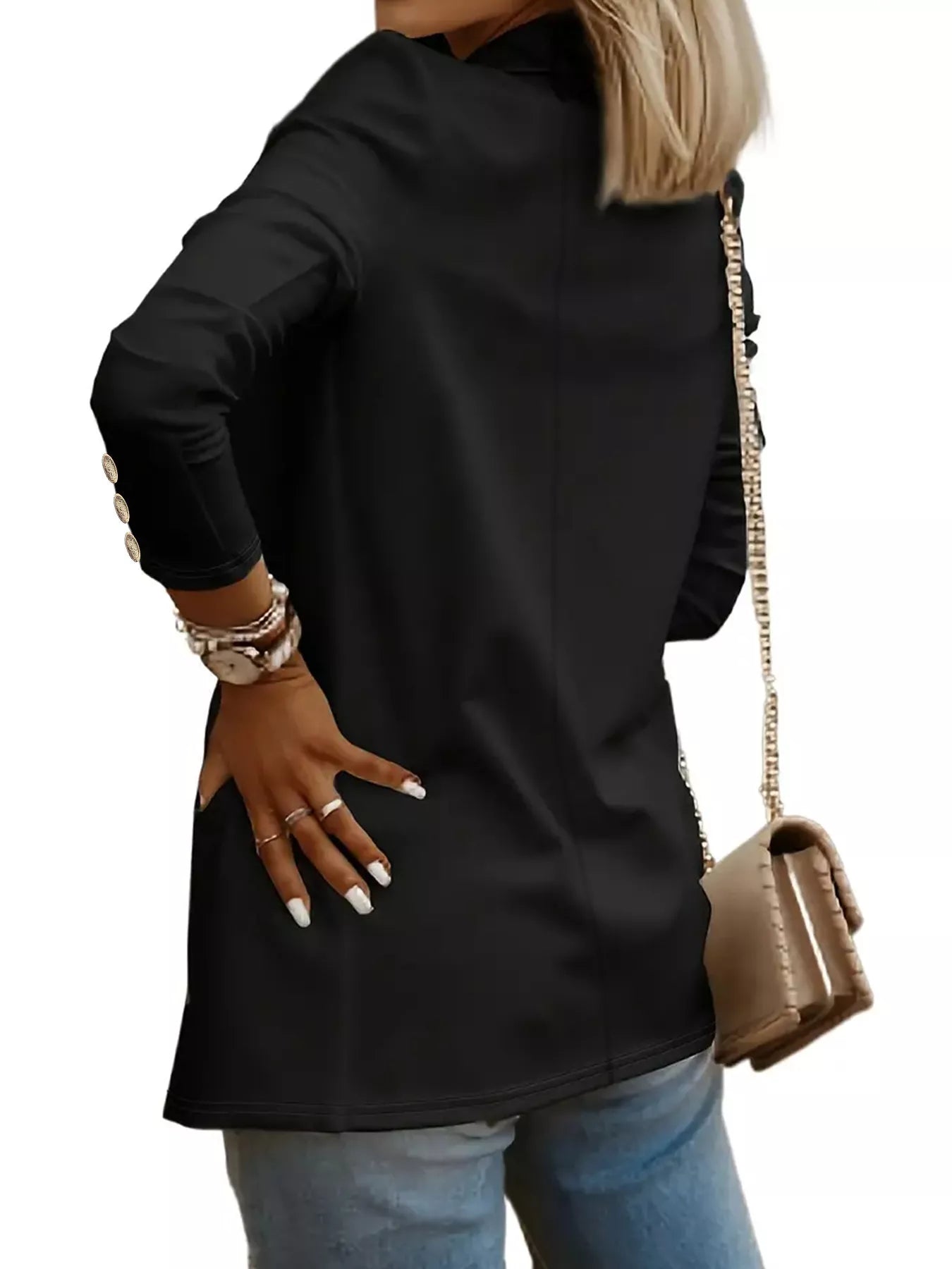 Open Front Lapel Collar Blazer - Fashorio