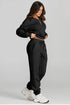 Quarter Zip Top and Drawstring Pants Active Set Black - Fashorio