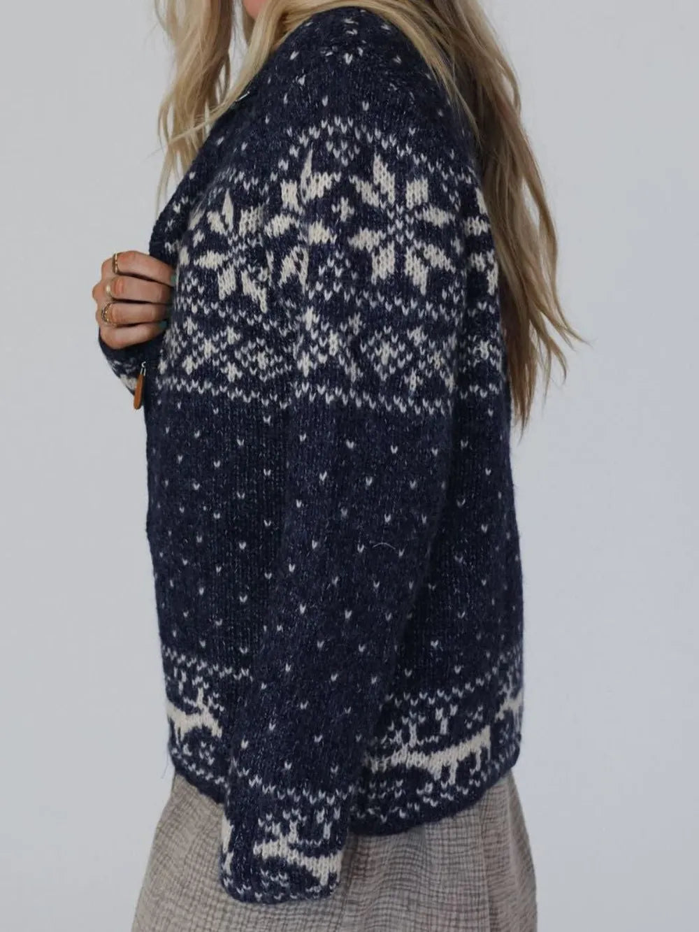 Zip Up Long Sleeve Cardigan - Fashorio