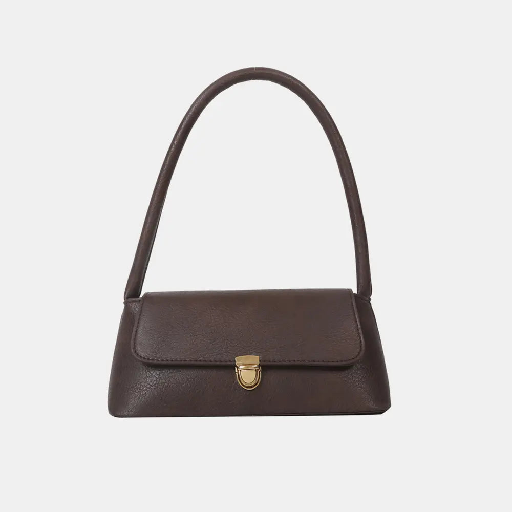 PU Leather Shoulder Bag Chocolate One Size - Fashorio
