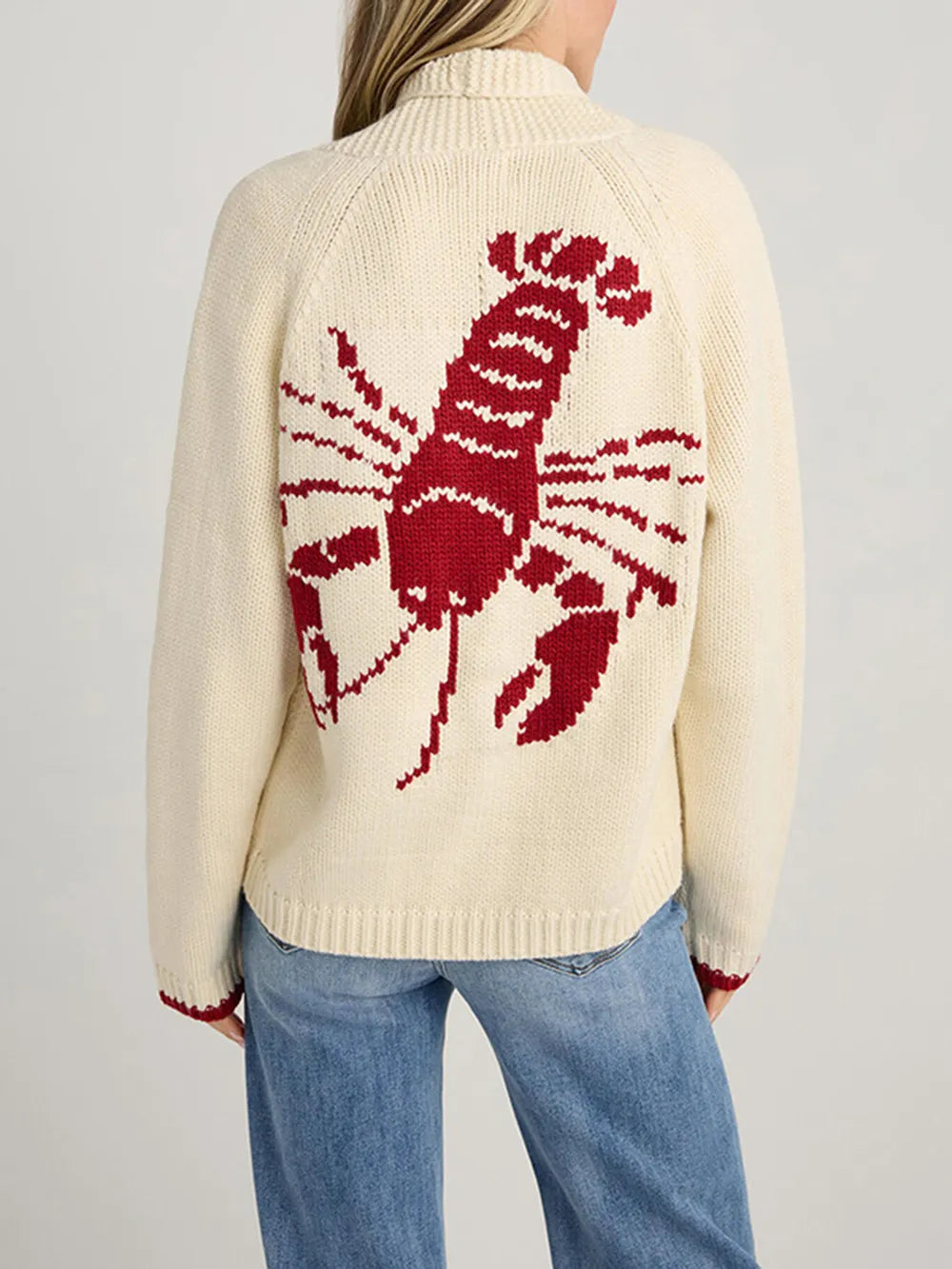 Lobster Button Up Long Sleeve Cardigan - Fashorio