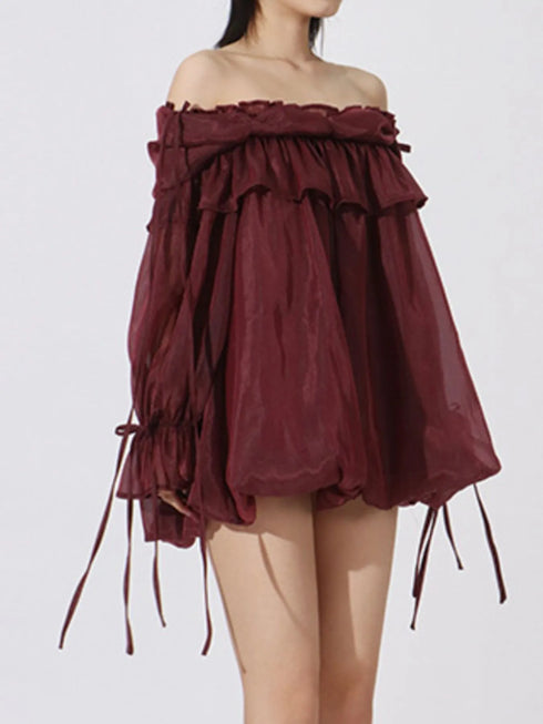 Ruffled Off-Shoulder Flounce Sleeve Blouse - Fashorio