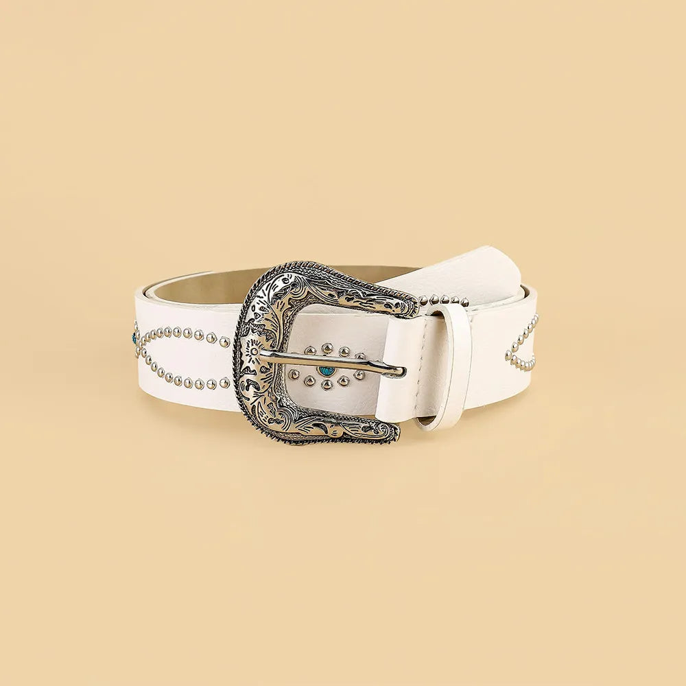 PU Leather Rhinestone Belt - Fashorio
