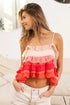 BiBi Crinkle Chiffon Ruffle Tiered Adjustable Strap Top - Fashorio